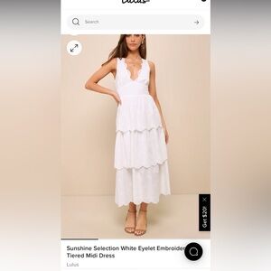 Sunshine Selection White Eyelet Embroidered Tiered Midi Dress -Small